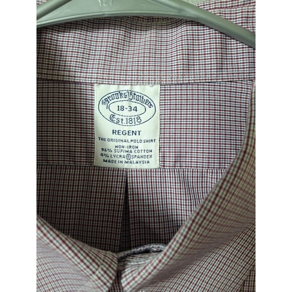 Brooks Brothers Dress Shirt Men 18 34 Regent Purple Cotton Spandex Blend Stretch - Picture 3 of 6